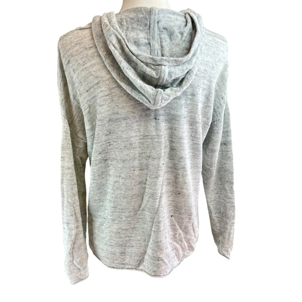 HAVEN WELL WITHIN Gray Linen Hoodie Hooded Sweater Sz M Beach Casual Sheer Light